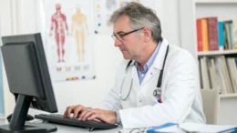 An occupational health physician in Bristol is writing a sickness absence report with fitness for work advice.